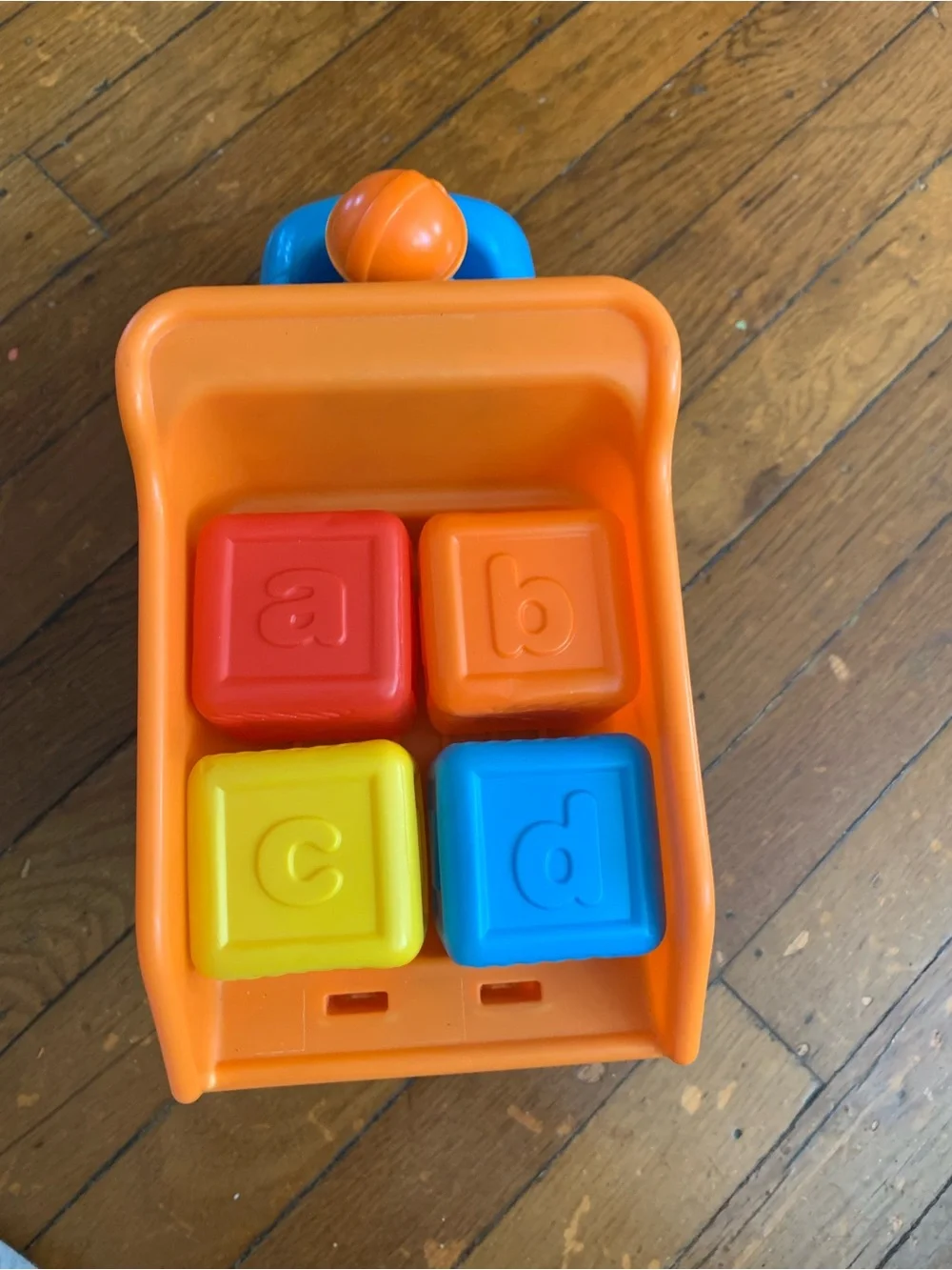 Orange Push Cart with ABC Colorful Blocks - Kids Toy